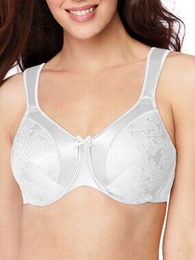 #314 Bali Women's Satin Tracings Minimizer Bra 3562, White,